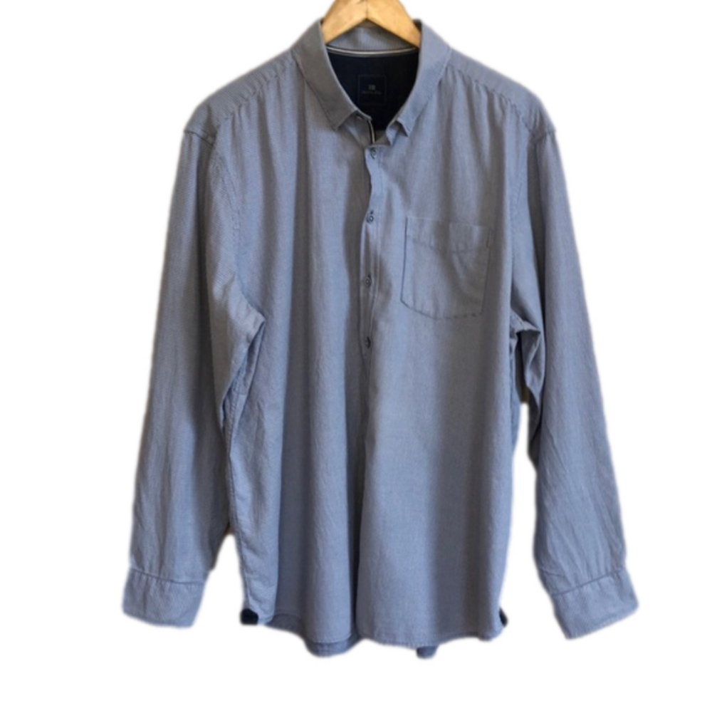 Christian Berg Blue‎ and White Checked Long Sleeve Button Down Shirt Size XXL